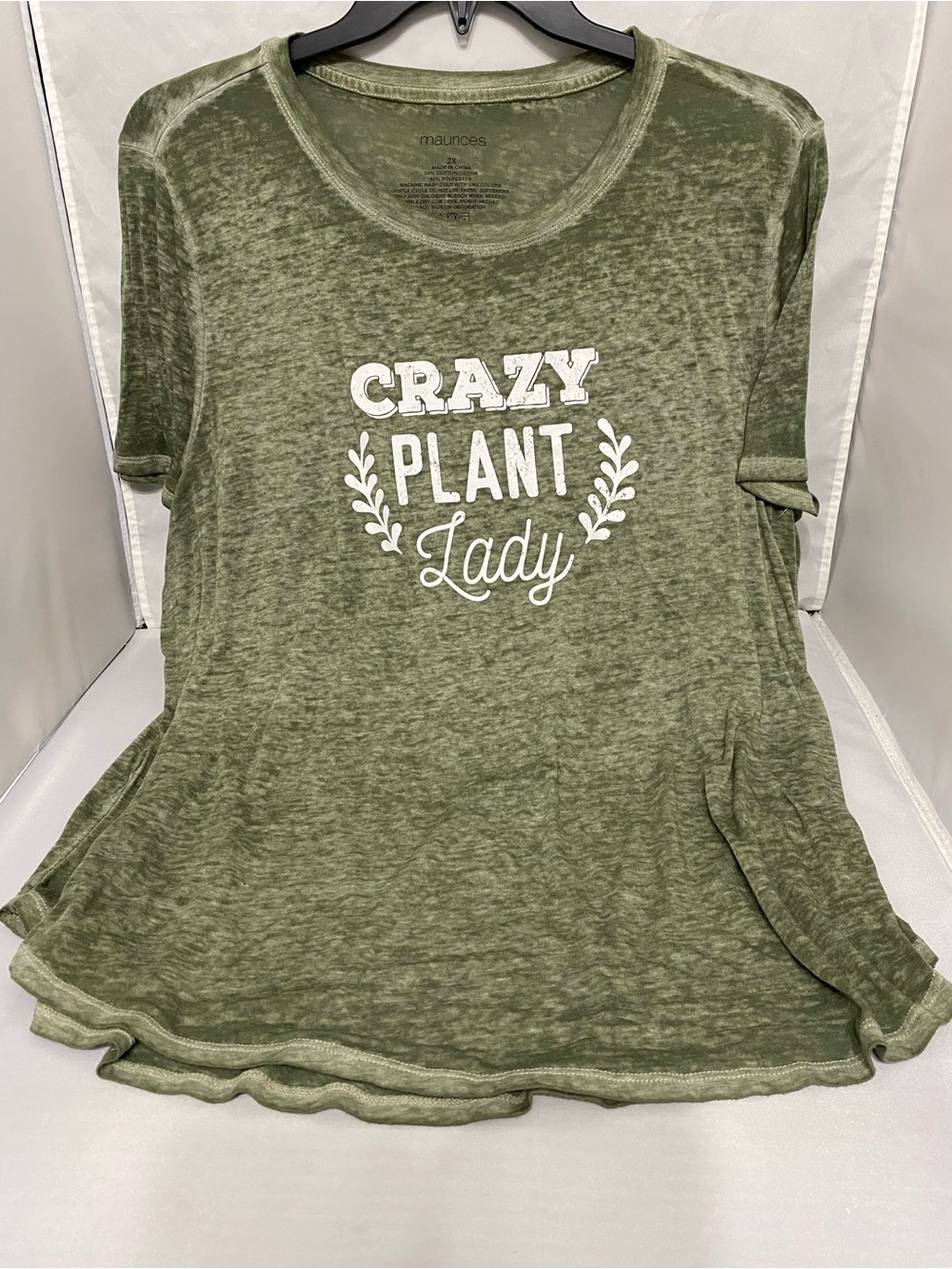Maurices Olive Graphic 'Crazy Plant Lady' Short Sleeve Tee